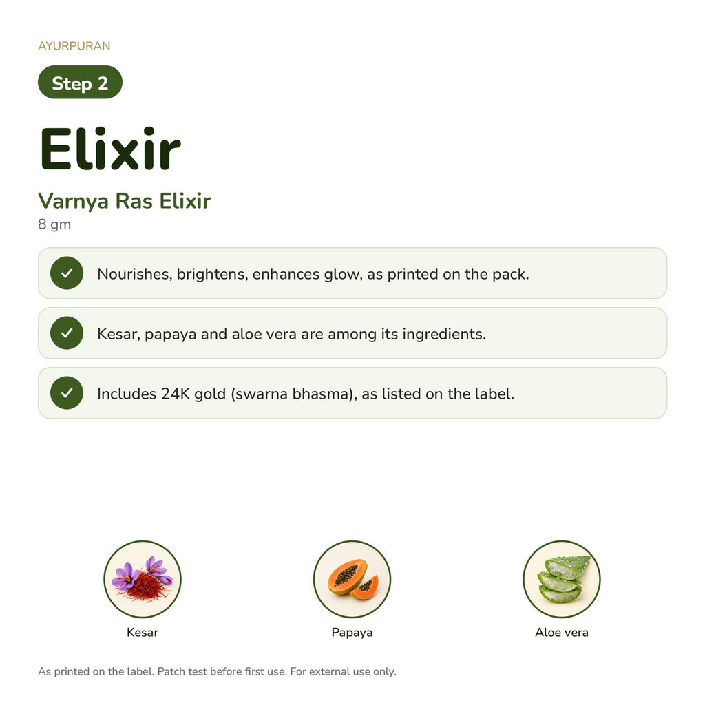 AyurPuran Facial Glow Kit step 2: Elixir with Varnya Ras Elixir