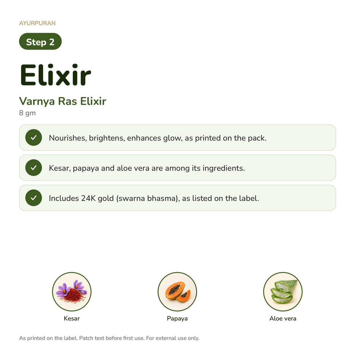 AyurPuran Facial Glow Kit step 2: Elixir with Varnya Ras Elixir