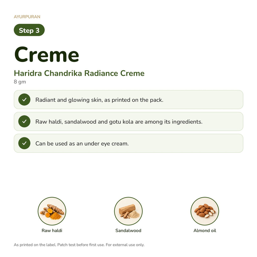 AyurPuran Facial Glow Kit step 3: Creme with Haridra Chandrika Radiance Creme