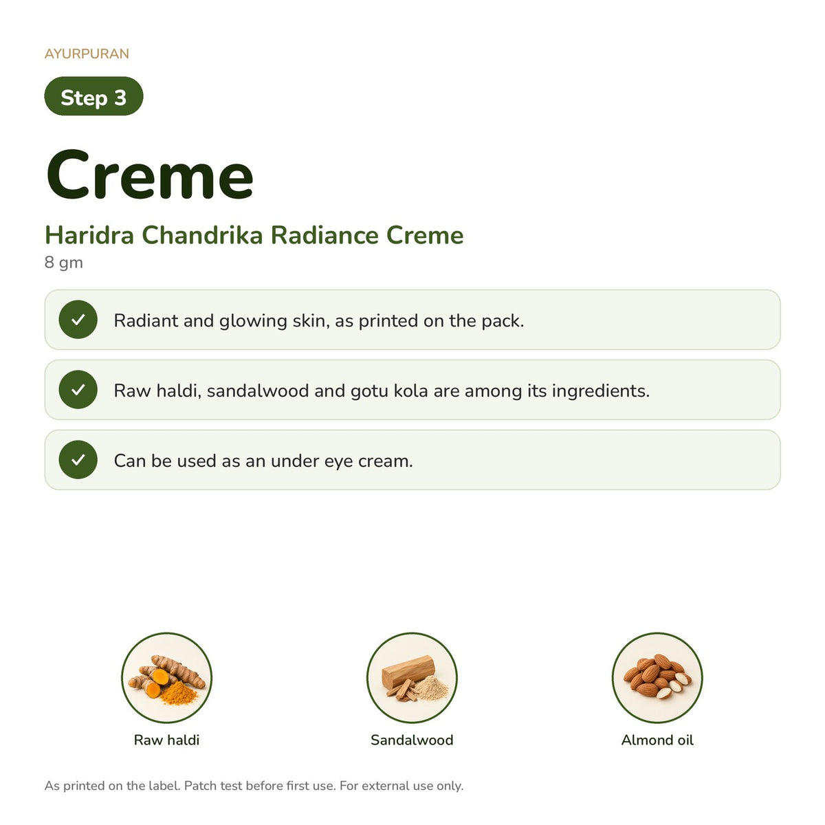 AyurPuran Facial Glow Kit step 3: Creme with Haridra Chandrika Radiance Creme